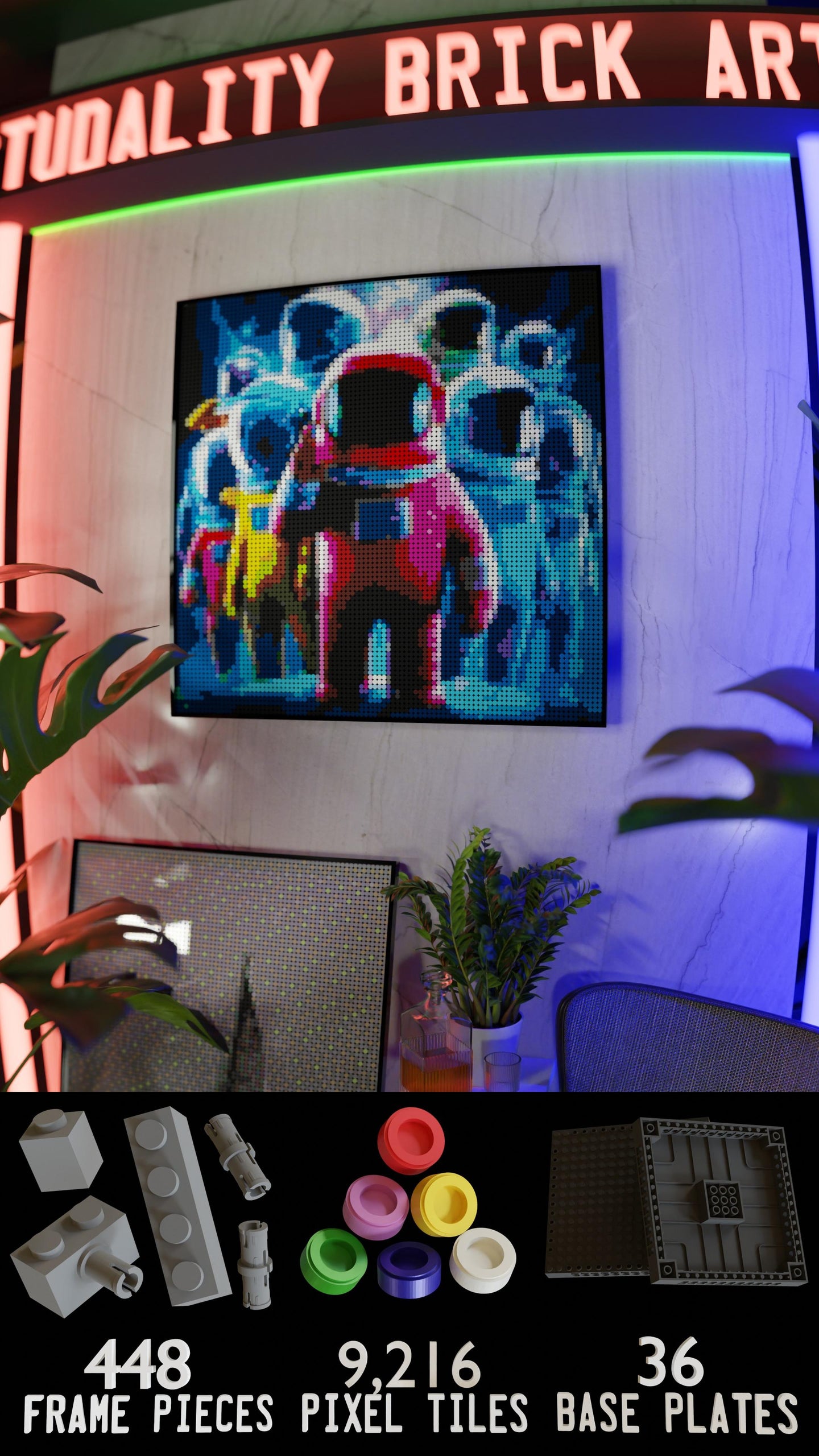Amongst Friends LEGO® Style mosaic pixel art design for display